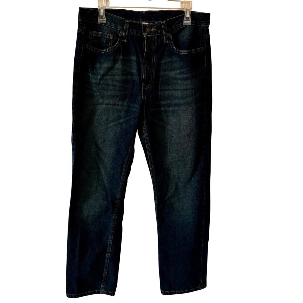 Faded Glory Mens Straight Fit Dark Wash Denim Jeans 33 x 30